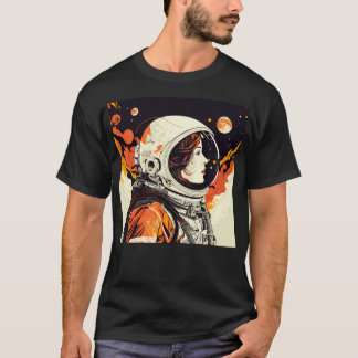 T-shirt Astronaut Femmes Pop Art Space Nasa Retro Rainbow