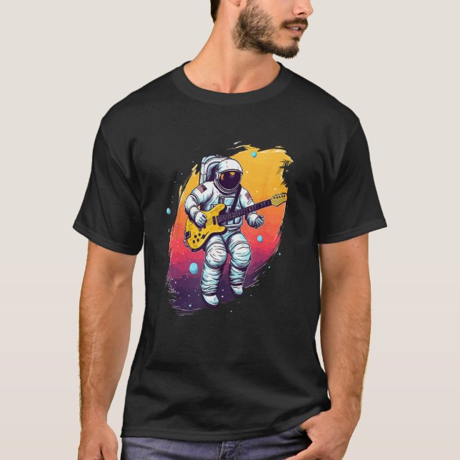 T-shirt Astronaut Galaxy Space Music Guitar (Devant)