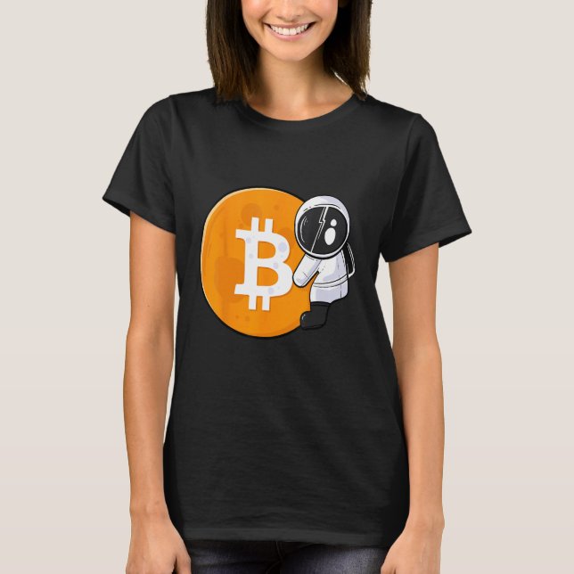 T-shirt Astronaut Holding Bitcoin To The Moon HODL BTC Cry (Devant)