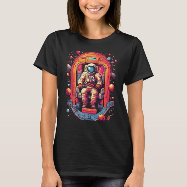 T-shirt Astronaut in Spaceship   Retro Space & Planet Art  (Devant)