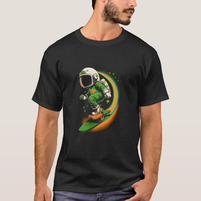T-shirt Astronaut irlandais Skater Galaxy Skateboard Space (Devant)
