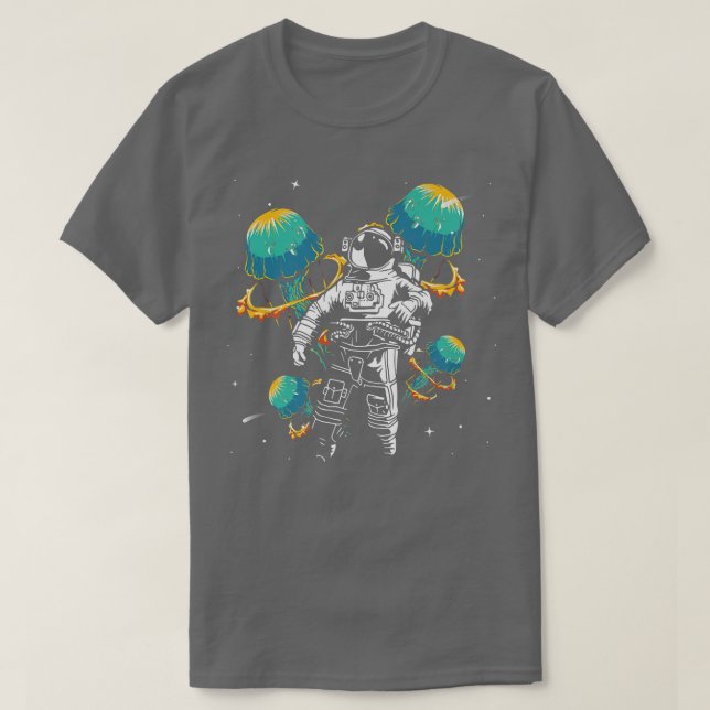 T-shirt Astronaut Jellyfish Space Ship Universe Galay Plan (Design devant)