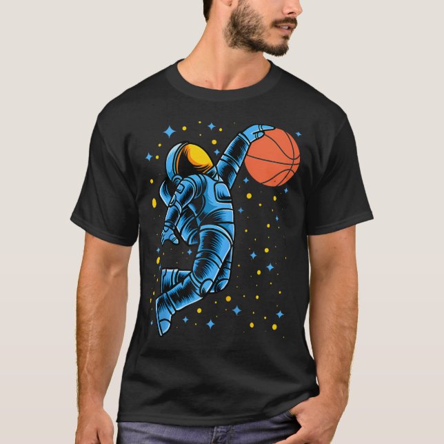 T-shirt Astronaut Joueur De Basket-Ball Sur Planète Entraî (Devant)