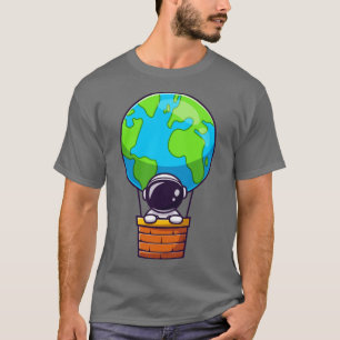T-shirt Astronaut Mignonne En Ballon À Air Chaud Terre