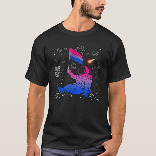 T-shirt Astronaut Moon Bisexual Flag Espace LGBTQ Gay prid (Devant)
