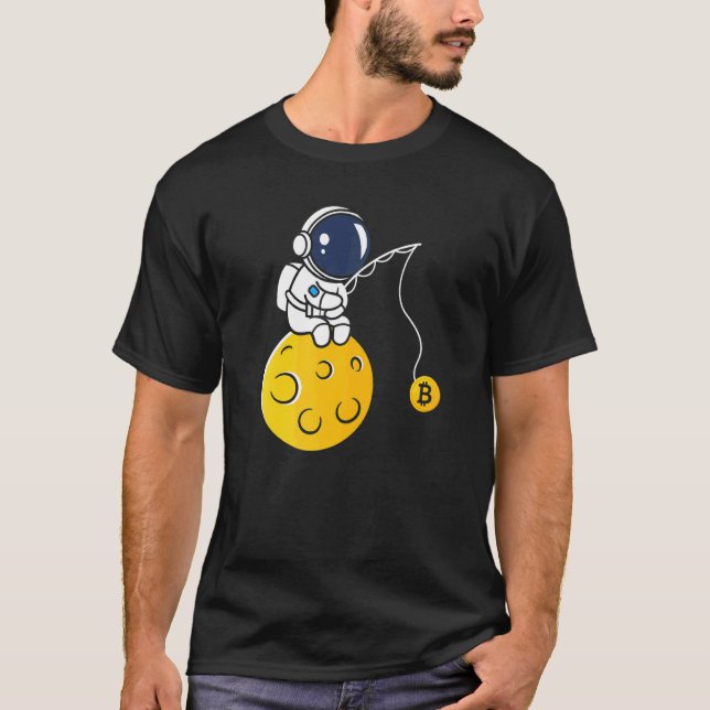 T-shirt Astronaut Moon Fishing BTC Crypto Cryptocurrency B (Devant)