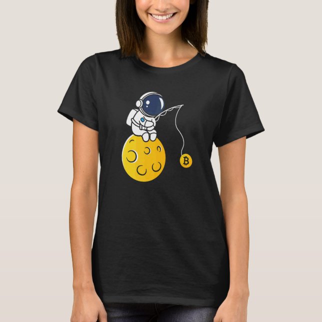 T-shirt Astronaut Moon Fishing BTC Crypto Cryptocurrency B (Devant)