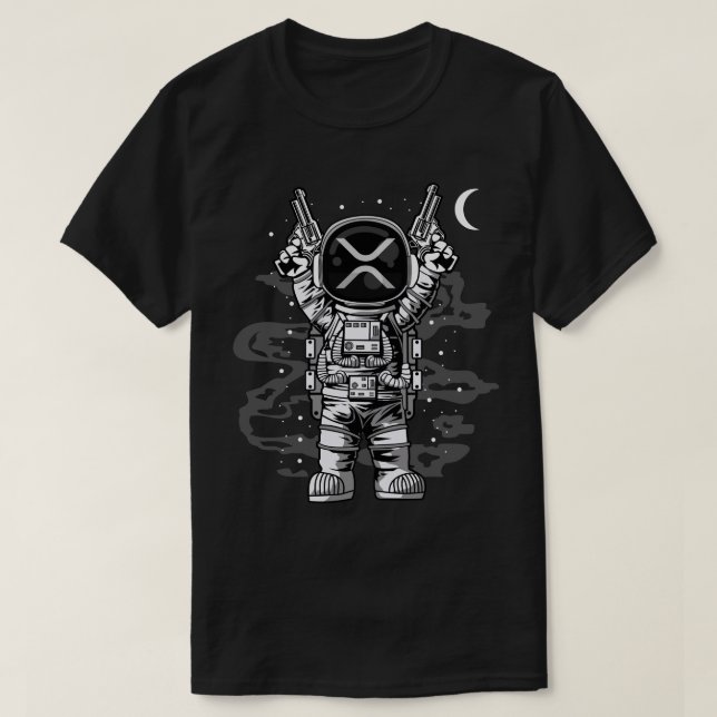 T-shirt Astronaut Moon Ripple XRP Crypto Coin HODL (Design devant)
