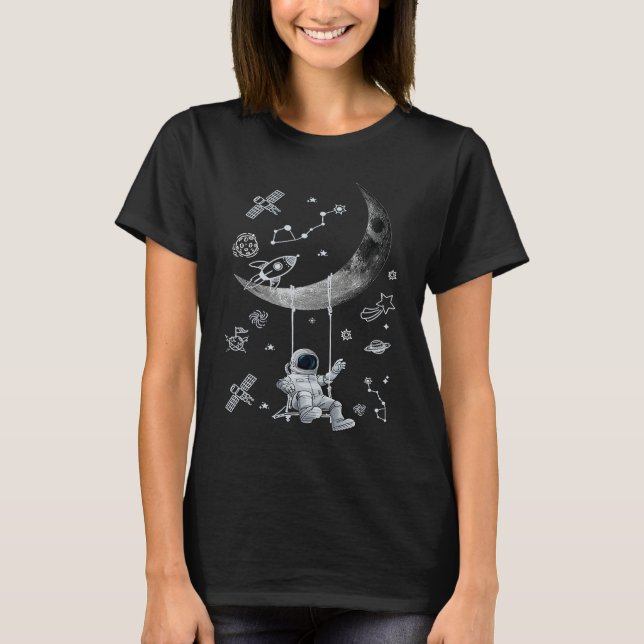 T-shirt Astronaut Moon Swinging in the Space Spaceman on a (Devant)
