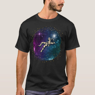T-shirt Astronaut Noir Dans La Galaxie