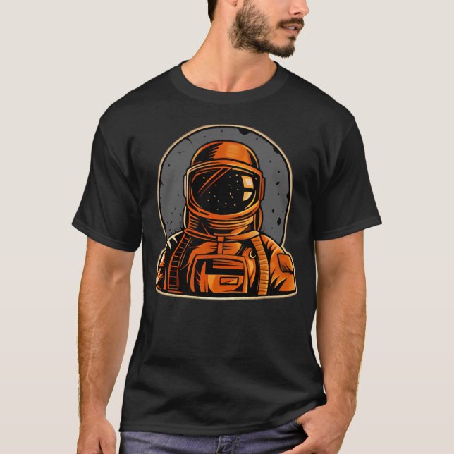 T-shirt Astronaut Orange Dans L'Espace (Devant)