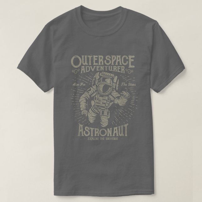 T-SHIRT ASTRONAUT OUTER SPACE ADVENTURE REACH FOR THE STAR (Design devant)