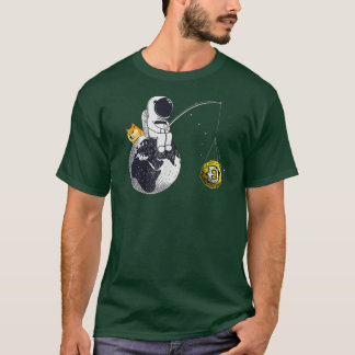 T-shirt Astronaut Pêche Dogecoto Crypto Devise Lune Ho