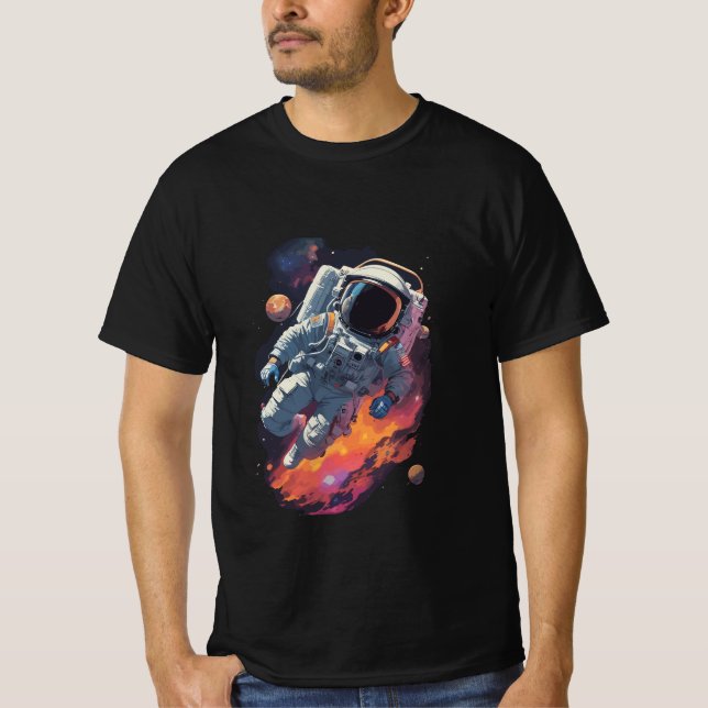 T-shirt Astronaut perdu en Galaxie Arrière - plan (Devant)