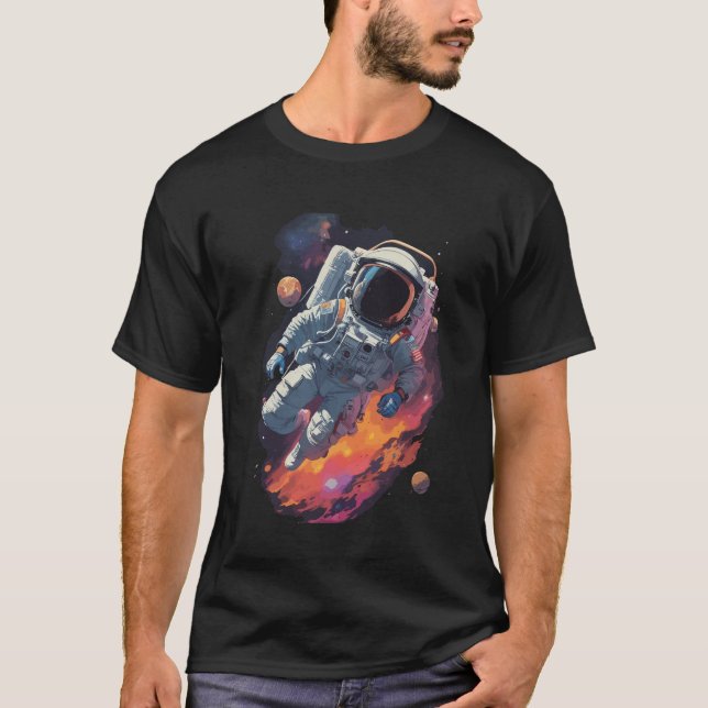 T-shirt Astronaut perdu en Galaxie Arrière - plan (Devant)