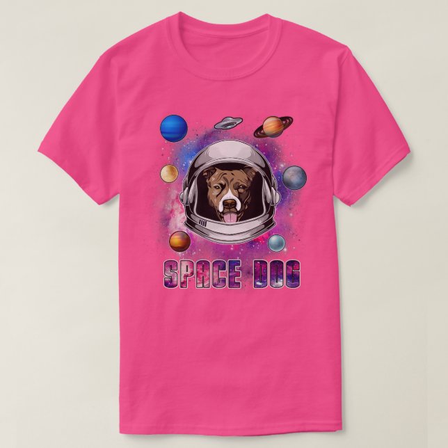 T-shirt Astronaut Pit Bull Dog In Space Galay Funny Dog Lo (Design devant)