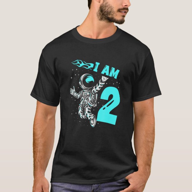 T-shirt Astronaut Planet vaisseau spatial Joyeux 2e annive (Devant)