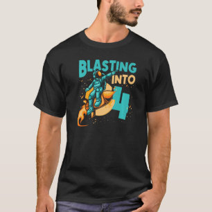T-shirt Astronaut Planet vaisseau spatial Joyeux 4e annive
