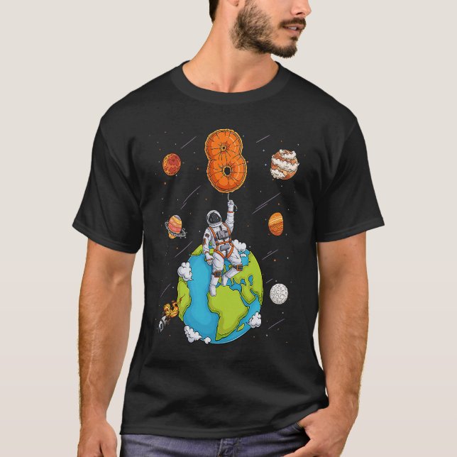 T-shirt Astronaut Planètes Espace 8 Huit Ans 8ème Birth (Devant)