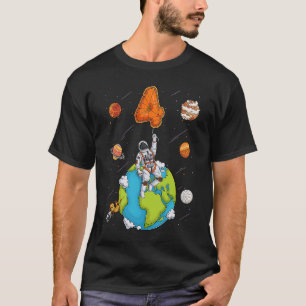 T-shirt Astronaut Planètes Espace Quatre 4 ans 4e annivers