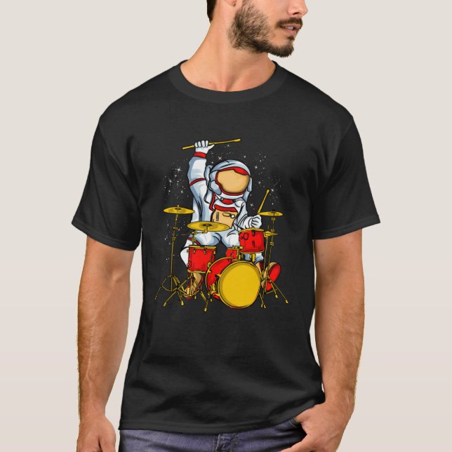 T-shirt Astronaut Plays Drummer Galaxy Space Children (Devant)