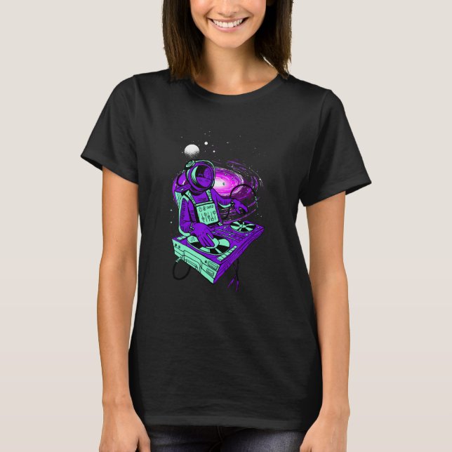 T-shirt Astronaut Psychedelic Music Dj Mixer Psytrance Tec (Devant)