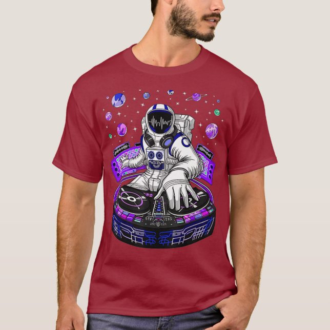 T-shirt Astronaut Psychedelic Music DJ Psytrance Techno (Devant)