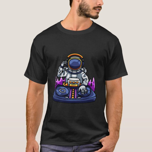 T-shirt Astronaut Psychédélique Dj Dans L'Espace Edm Music (Devant)