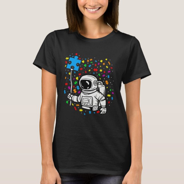 T-shirt Astronaut Puzzle Piece Balloon Autism Awareness Sp (Devant)