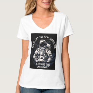 T-SHIRT ASTRONAUT QUOTE, BLAST OFF À NEW HORIZON