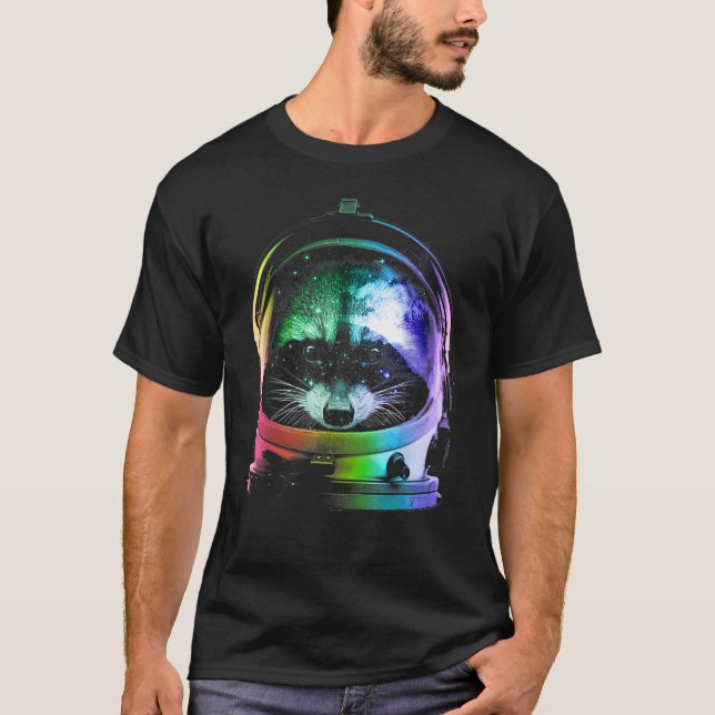 T-shirt Astronaut Raccoon Space Chat Pour Hommes Femmes En (Devant)
