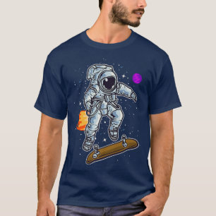 T-shirt Astronaut Skating On Rocket Skateboard In Space Ki