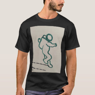 T-shirt Astronaut Sketch Vert Sur Blanc