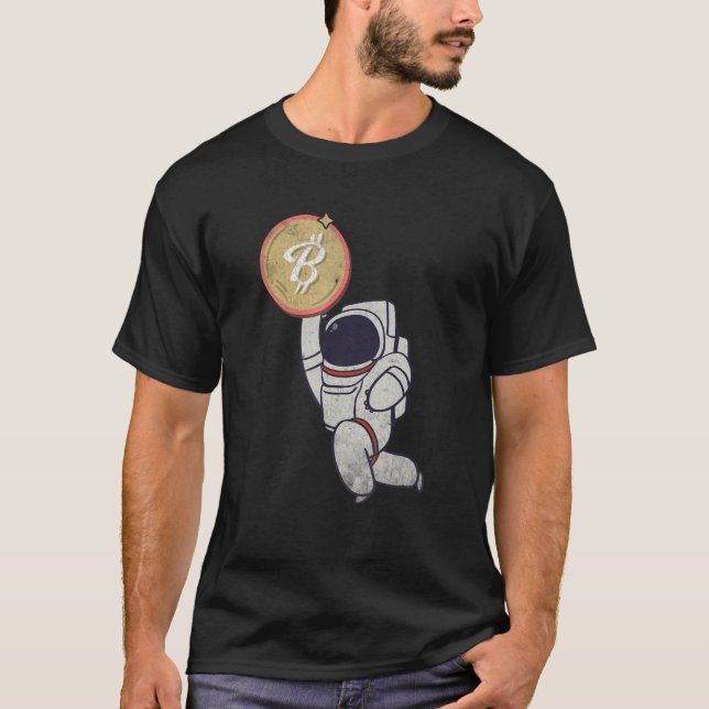 T-shirt Astronaut Space B Bitcoin Crypto Art (Devant)