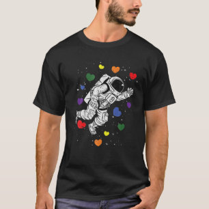 T-shirt Astronaut Space Rainbow Heart Gay pride Fière LGBQ