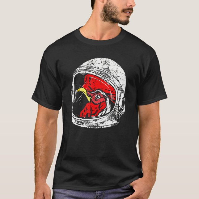 T-shirt Astronaut Space Rooster Poulet Animaux Planètes (Devant)