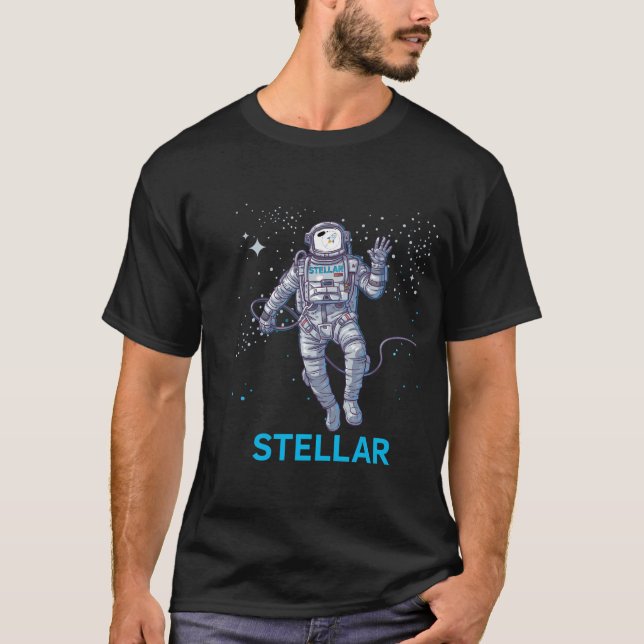 T-shirt Astronaut Stellar Lumens Xlm Vers La Lune (Devant)
