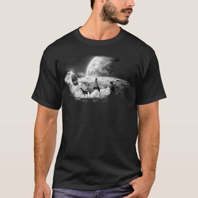 T-shirt Astronaut Sur La Lune Avec Bière (Devant)
