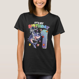 T-shirt Astronaut Sur Requin 1er Anniversaire Garçon Fille