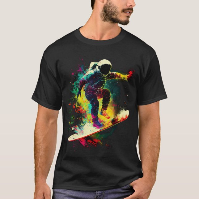 T-shirt Astronaut Surfant Dans L'Espace (Devant)