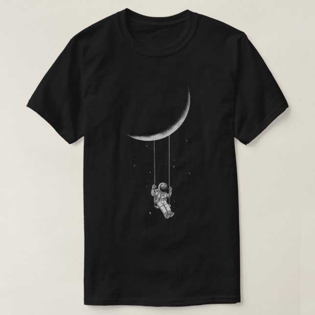 T-shirt Astronaut Swinging on Moon Aesthetic Art (Design devant)