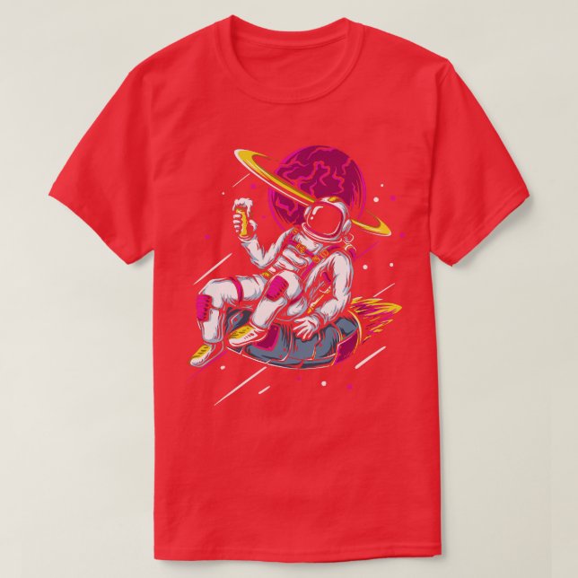 T-shirt Astronaut Tube Intérieur Boire Lounge Espace Extér (Design devant)