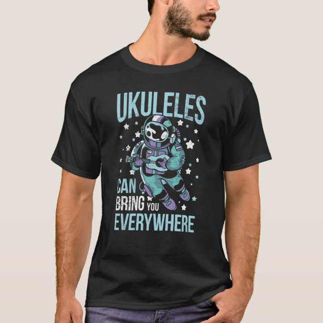 T-shirt Astronaut Ukulele I Ukulele Tutor I Space Ukulele  (Devant)