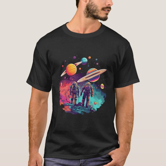 T-shirt Astronaut Universe Planètes Galaxy (Devant)