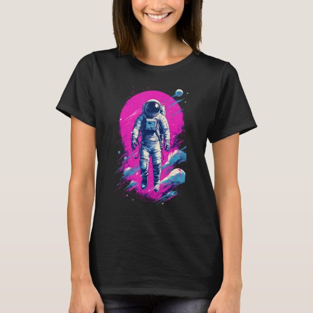 T-shirt Astronaut Vaporwave Aesthetic Retro Glitch Spacema (Devant)