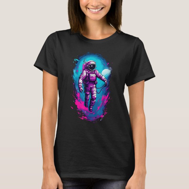 T-shirt Astronaut Vaporwave Aesthetic Retro Glitch Spacema (Devant)