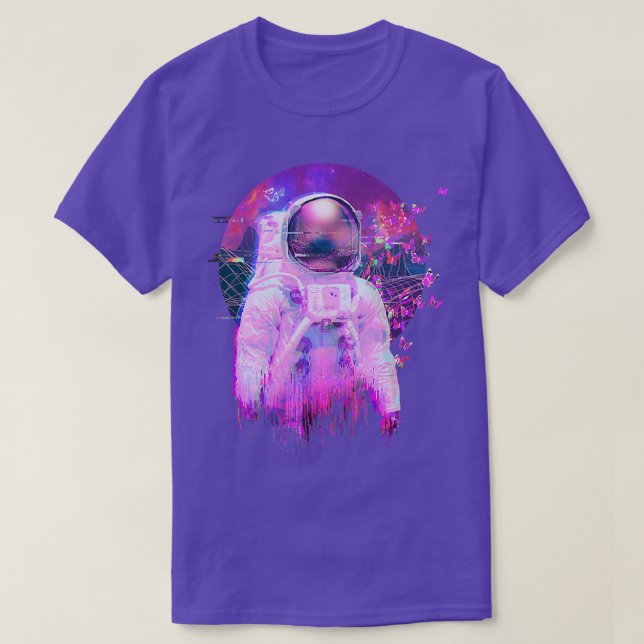 T-shirt Astronaut Vaporwave Butterfly Synthwave Rétrowave (Design devant)