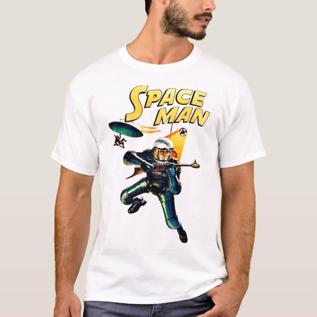 T-shirt Astronaut Vintage Spaceship Science Fiction Flying (Devant)