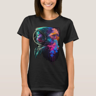 T-shirt Astronaut Woman Outer Space Colorful Girls Astrona