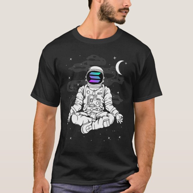 T-shirt Astronaut Yoga Solana Sol To The Moon Crypto Token (Devant)